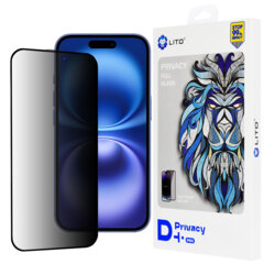 Folie sticla iPhone 16 Lito D+ Pro Privacy, negru