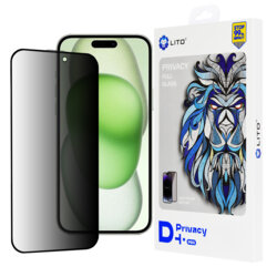 Folie sticla iPhone 15 Plus Lito D+ Pro Privacy, negru