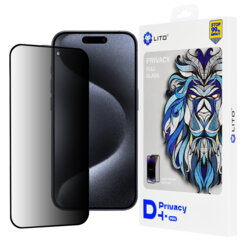 Folie sticla iPhone 15 Pro Lito D+ Pro Privacy, negru
