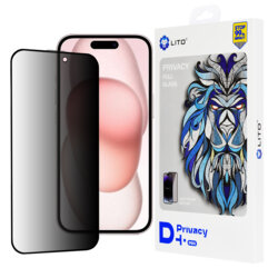 Folie sticla iPhone 15 Lito D+ Pro Privacy, negru