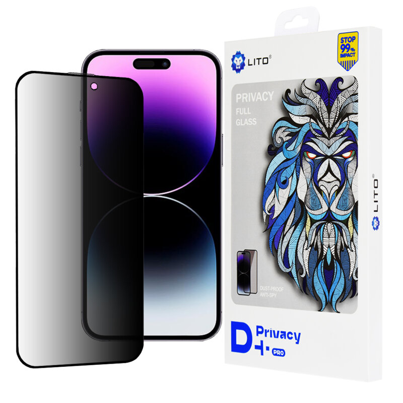 Folie sticla iPhone 14 Pro Max Lito D+ Pro Privacy, negru