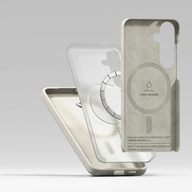 Husa Samsung Galaxy S25 Ringke Silicone Magnetic MagSafe, crem