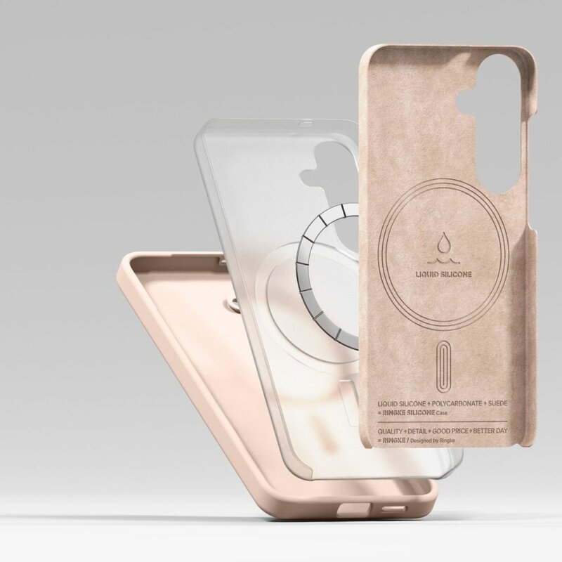 Husa Samsung Galaxy S25 Plus Ringke Silicone Magnetic MagSafe, roz