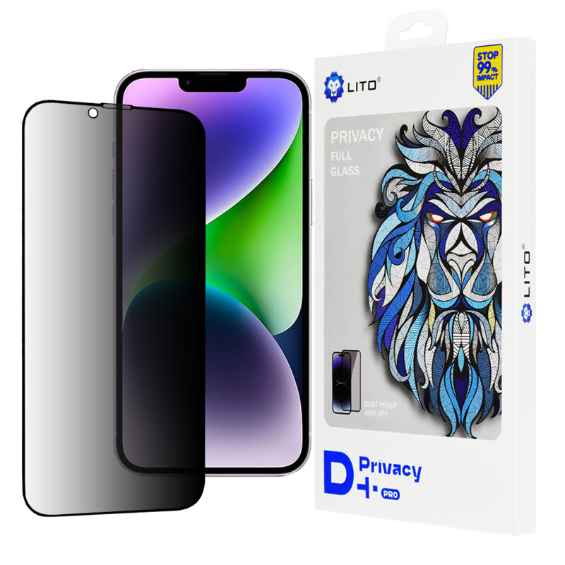 Folie sticla iPhone 14 Plus Lito D+ Pro Privacy, negru