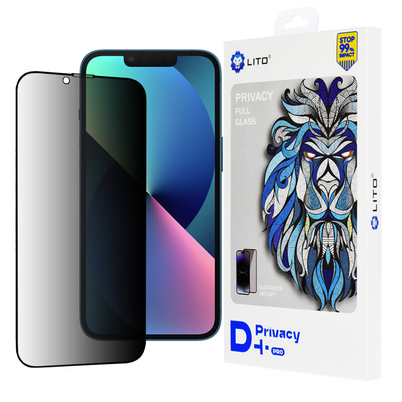 Folie sticla iPhone 13 Lito D+ Pro Privacy, negru