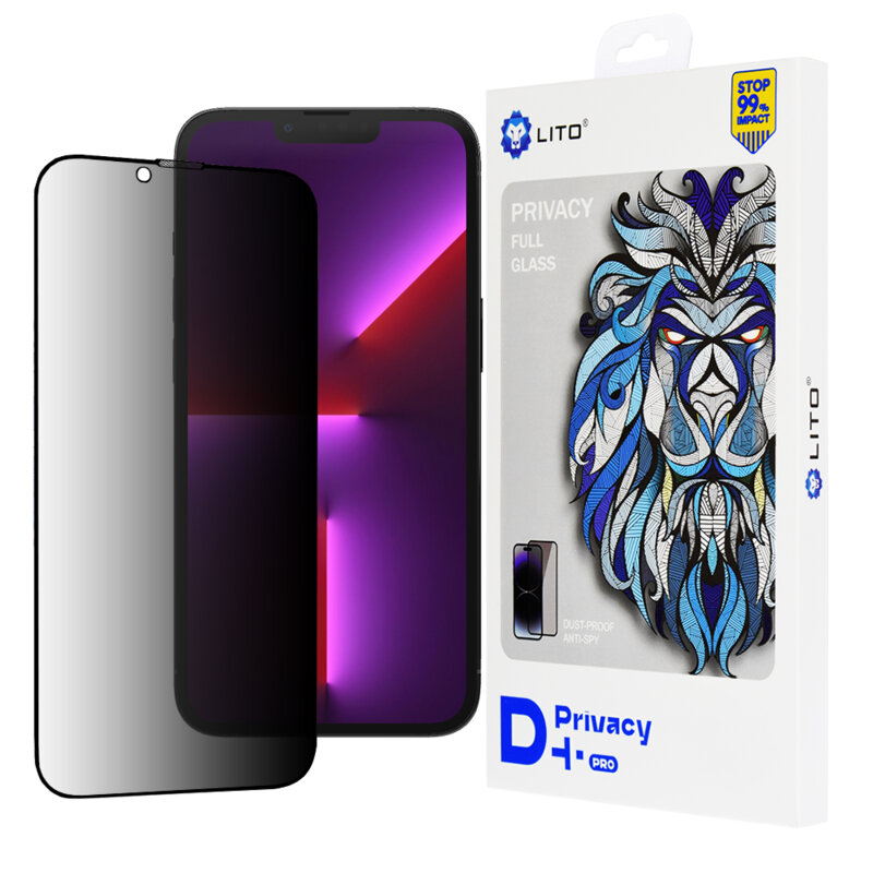 Folie sticla iPhone 13 Pro Lito D+ Pro Privacy, negru
