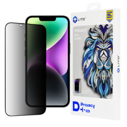 Folie sticla iPhone 14 Lito D+ Pro Privacy, negru