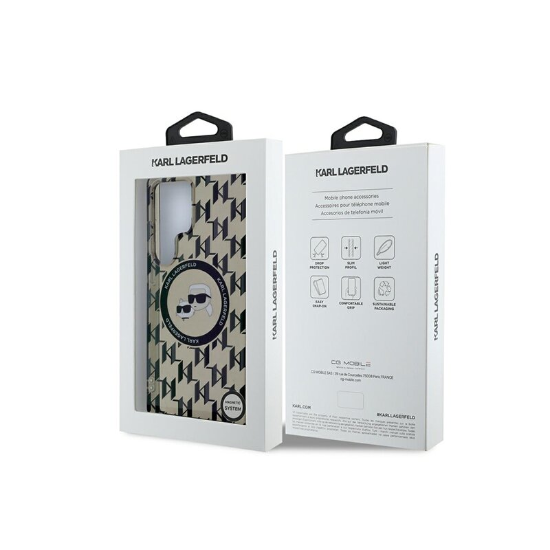 Husa Samsung Galaxy S25 Ultra Karl Lagerfeld IML Monogram MagSafe, Karl&Choupette Head, KLHMS25LHMCKMHK
