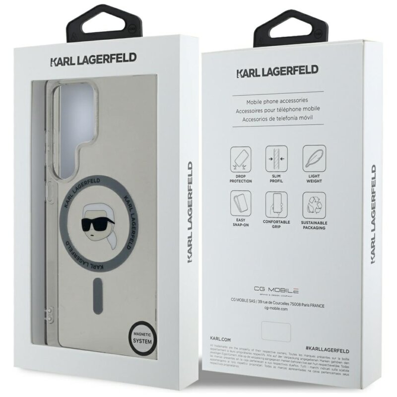 Husa Samsung Galaxy S25 Ultra Karl Lagerfeld IML MagSafe, Karl`s Head, KLHMS25LHLSKIK