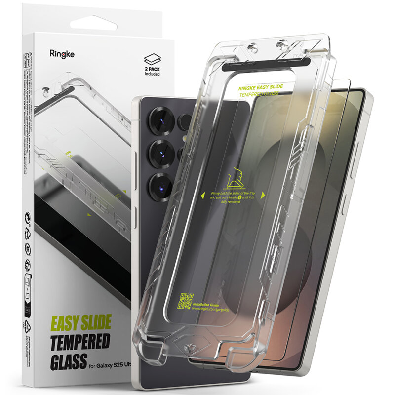 [Pachet 2x] Folie sticla Samsung Galaxy S25 Ultra Ringke Easy Slide Tempered Glass, transparenta
