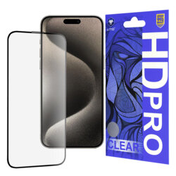 Folie sticla iPhone 15 Pro Max Lito HD Pro Clear, negru