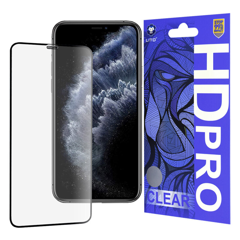 Folie sticla iPhone 11 Pro Max Lito HD Pro Clear, negru