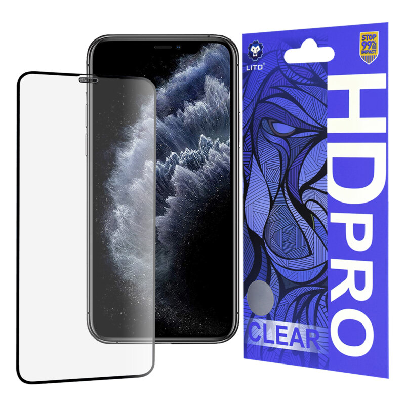 Folie sticla iPhone 11 Pro Lito HD Pro Clear, negru