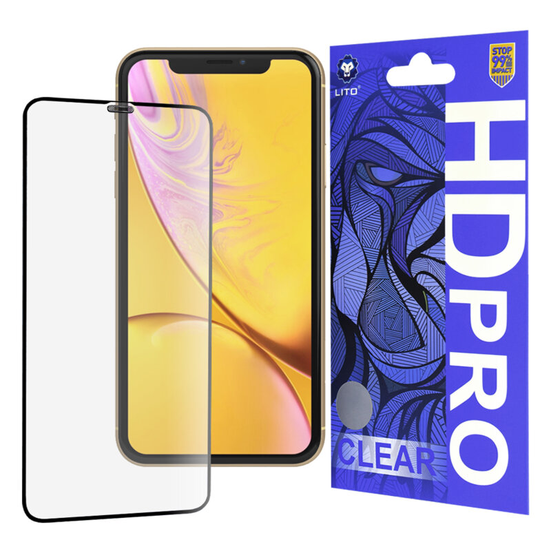 Folie sticla iPhone XR Lito HD Pro Clear, negru
