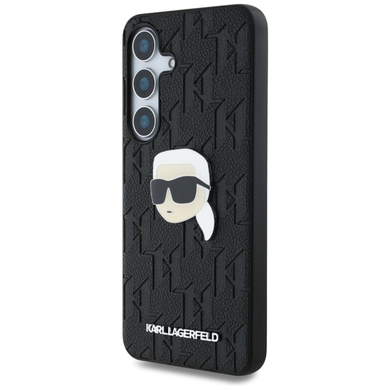Husa Samsung Galaxy S25 Plus Karl Lagerfeld Hardcase Monogram Leather, Karl Head Pin, KLHCS25MPGKLKIPK