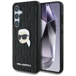 Husa Samsung Galaxy S25 Karl Lagerfeld Hardcase Monogram Leather, Karl Head Pin, KLHCS25SPGKLKIPK