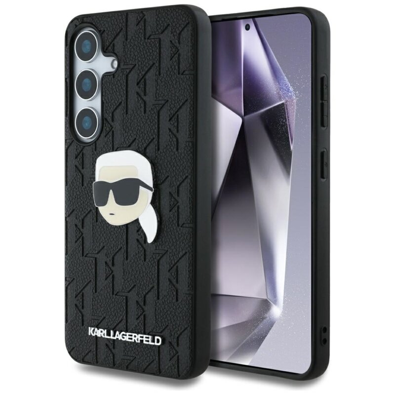 Husa Samsung Galaxy S25 Karl Lagerfeld Hardcase Monogram Leather, Karl Head Pin, KLHCS25SPGKLKIPK