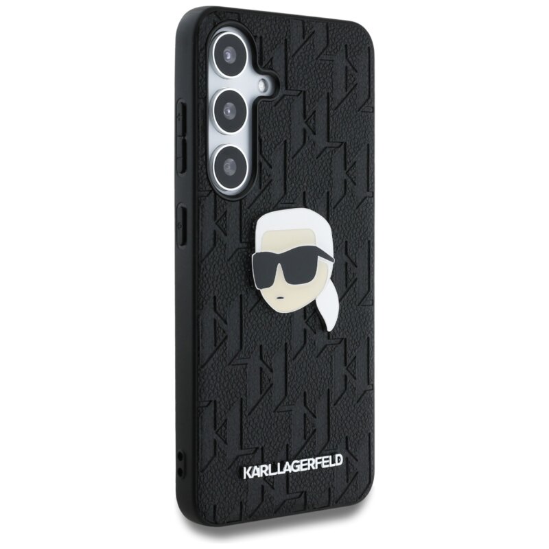 Husa Samsung Galaxy S25 Karl Lagerfeld Hardcase Monogram Leather, Karl Head Pin, KLHCS25SPGKLKIPK