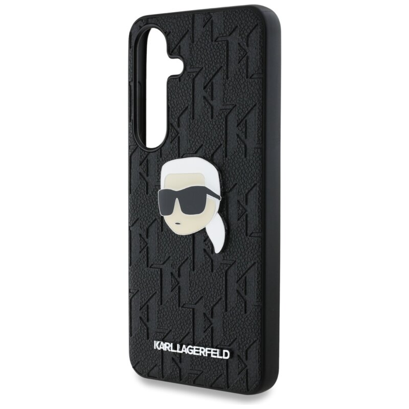 Husa Samsung Galaxy S25 Karl Lagerfeld Hardcase Monogram Leather, Karl Head Pin, KLHCS25SPGKLKIPK