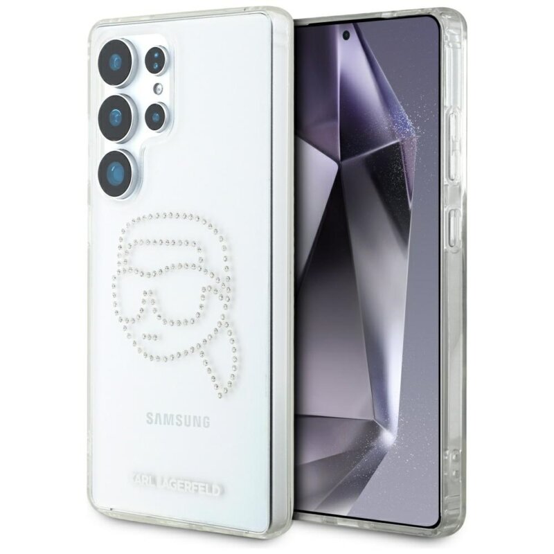 Husa Samsung Galaxy S25 Ultra Karl Lagerfeld IML Rhinestones, Karl Head, transparent, KLHCS25LHKHDCELT