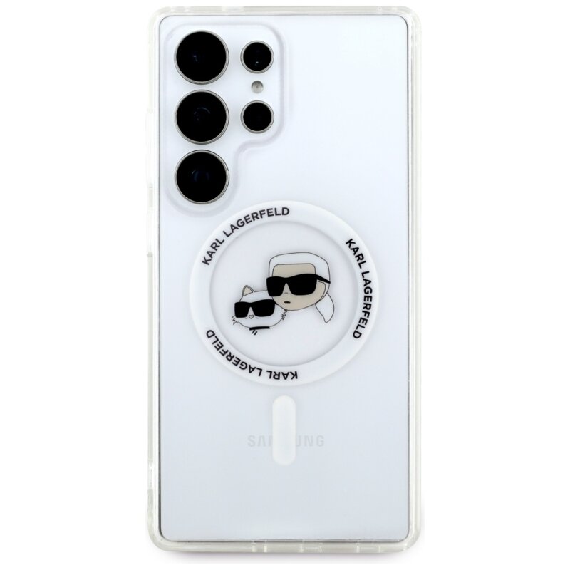 Husa Samsung Galaxy S25 Ultra Karl Lagerfeld IML MagSafe, Metal Karl&Choupette Head, KLHMS25LHLSKCH