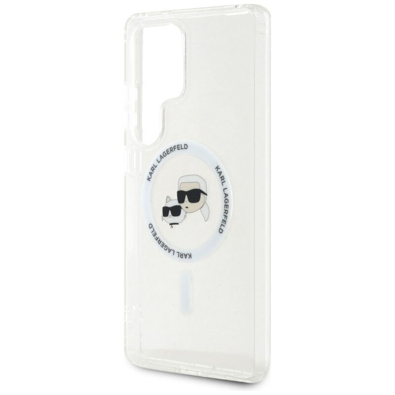 Husa Samsung Galaxy S25 Ultra Karl Lagerfeld IML MagSafe, Metal Karl&Choupette Head, KLHMS25LHLSKCH