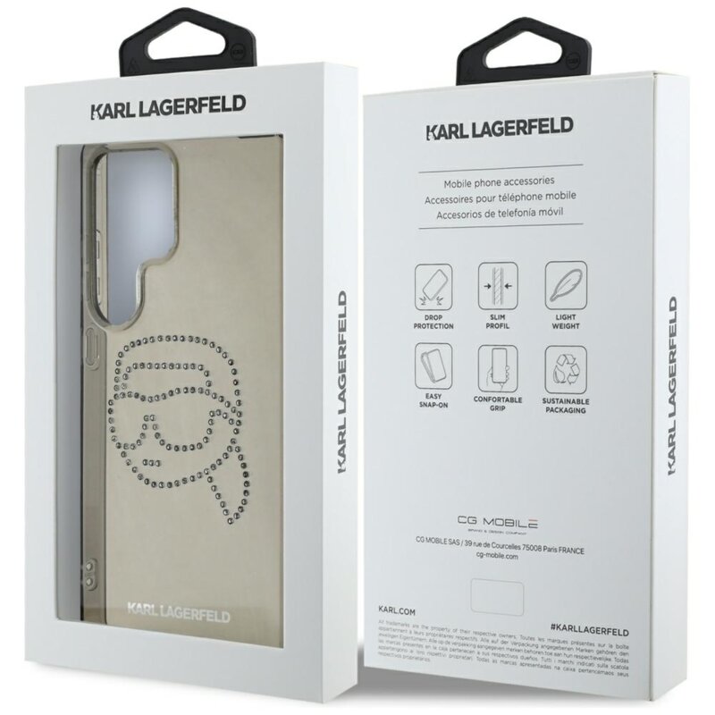 Husa Samsung Galaxy S25 Ultra Karl Lagerfeld IML Rhinestones, Karl Head, KLHCS25LHKHDCELK