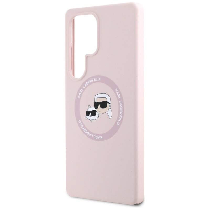 Husa Karl Lagerfeld Samsung Galaxy S25 Ultra Silicone Double Heads MagSafe, roz, KLHMS25LSKCHTCP
