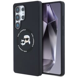 Husa Karl Lagerfeld Samsung Galaxy S25 Ultra Silicone Double Heads MagSafe, negru, KLHMS25LSKCHTCK