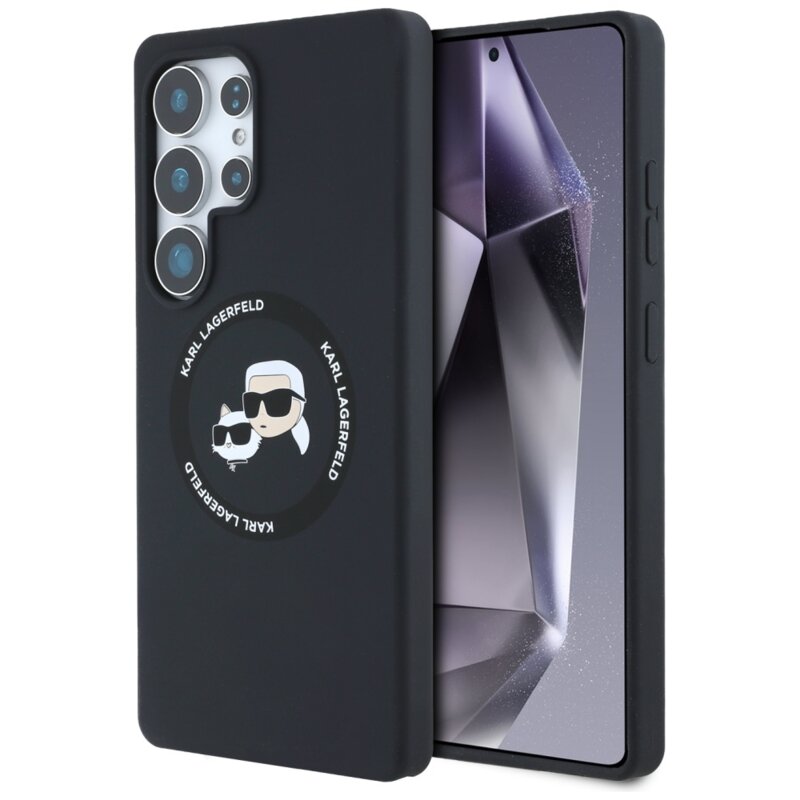 Husa Karl Lagerfeld Samsung Galaxy S25 Ultra Silicone Double Heads MagSafe, negru, KLHMS25LSKCHTCK