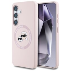 Husa Karl Lagerfeld Samsung Galaxy S25 Plus Silicone Double Heads MagSafe, roz, KLHMS25MSKCHTCP