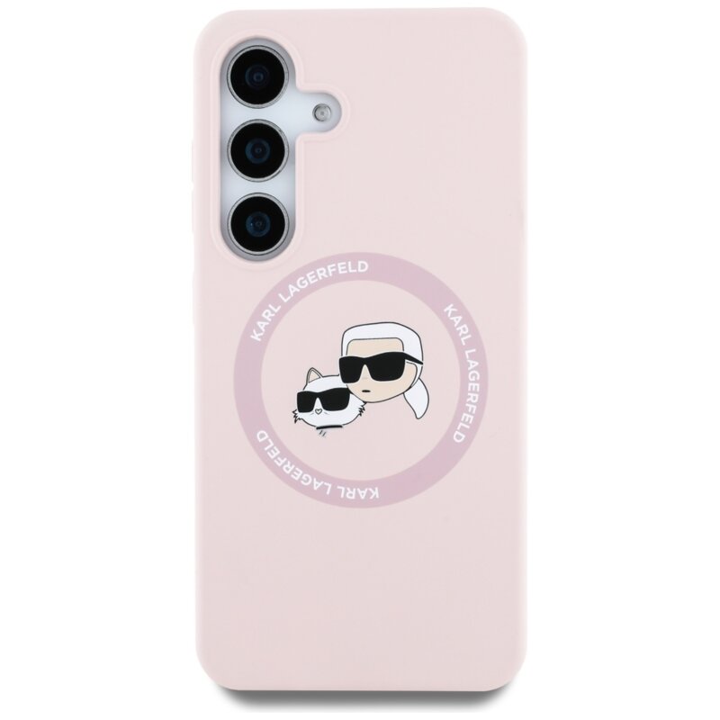 Husa Karl Lagerfeld Samsung Galaxy S25 Plus Silicone Double Heads MagSafe, roz, KLHMS25MSKCHTCP