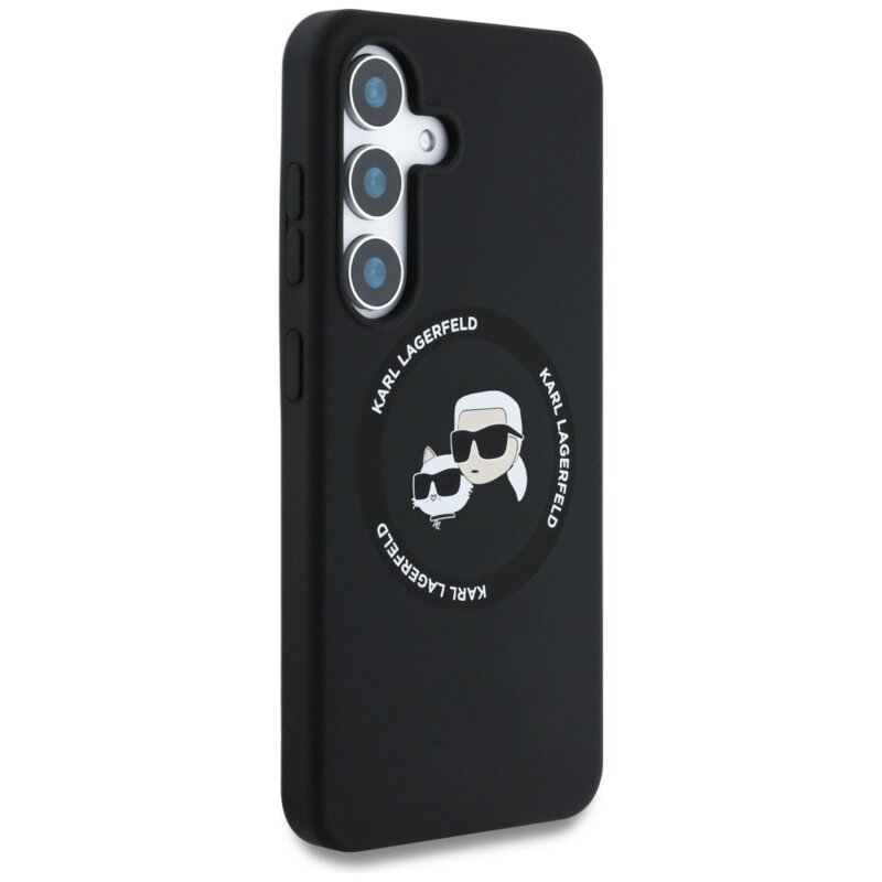 Husa Karl Lagerfeld Samsung Galaxy S25 Plus Silicone Double Heads MagSafe, negru, KLHMS25MSKCHTCK