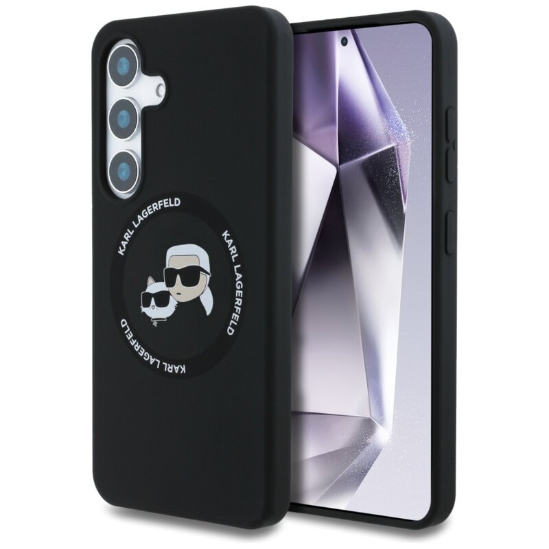 Husa Karl Lagerfeld Samsung Galaxy S25 Silicone Double Heads MagSafe, negru, KLHMS25SSKCHTCK