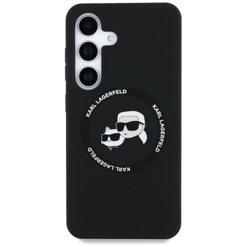 Husa Karl Lagerfeld Samsung Galaxy S25 Silicone Double Heads MagSafe, negru, KLHMS25SSKCHTCK