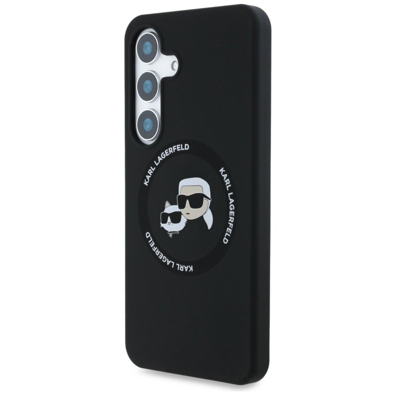 Husa Karl Lagerfeld Samsung Galaxy S25 Silicone Double Heads MagSafe, negru, KLHMS25SSKCHTCK