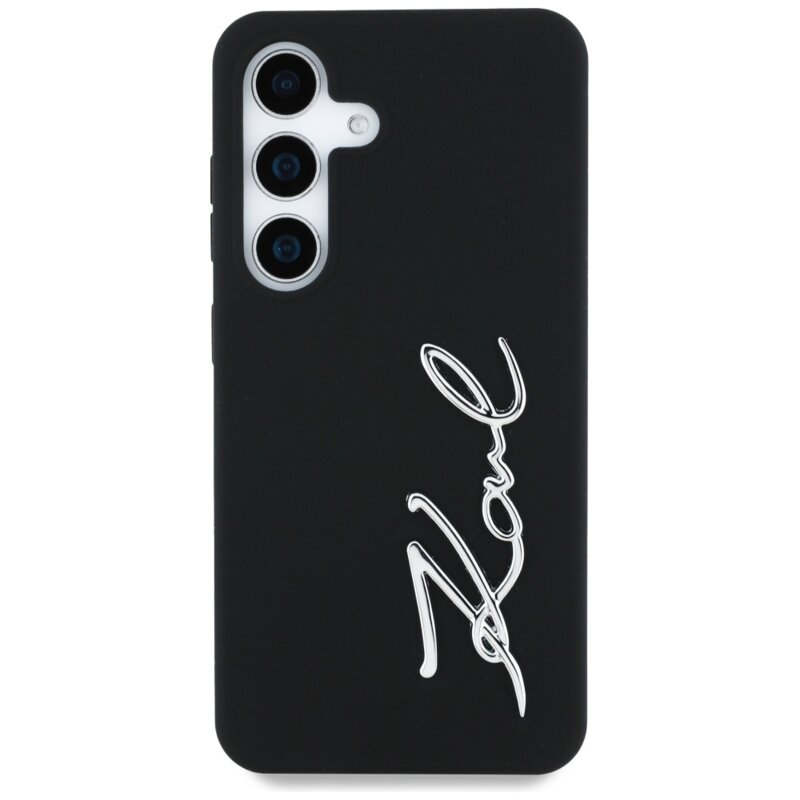 Husa Karl Lagerfeld Samsung Galaxy S25 Silicone Sign Metal Logo, negru, KLHCS25SSCMSMVK