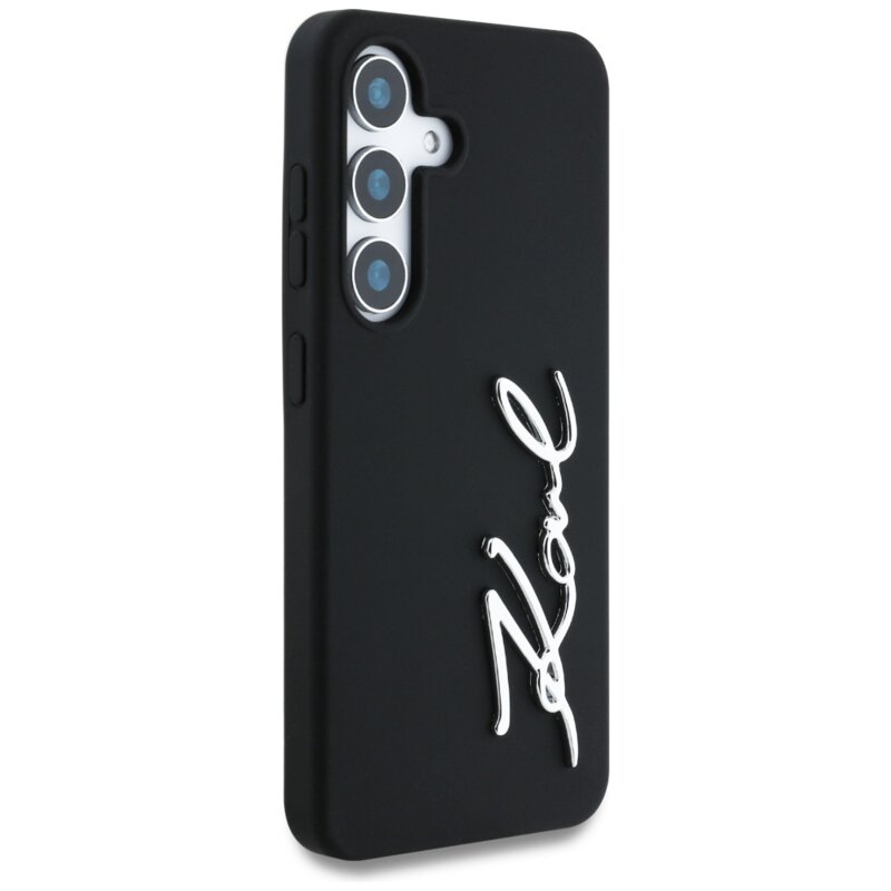 Husa Karl Lagerfeld Samsung Galaxy S25 Silicone Sign Metal Logo, negru, KLHCS25SSCMSMVK