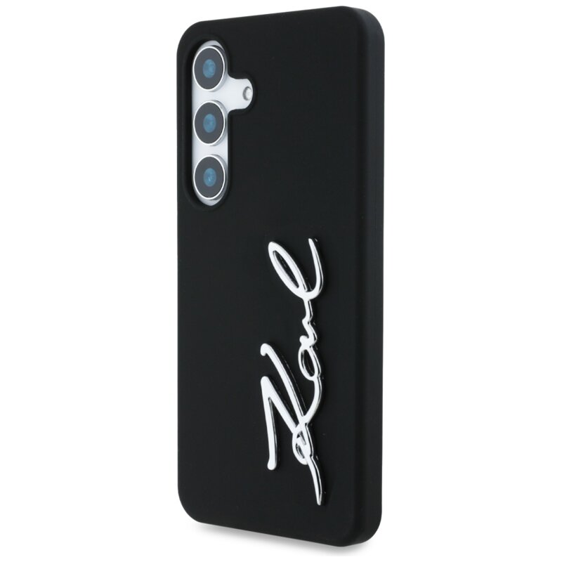 Husa Karl Lagerfeld Samsung Galaxy S25 Silicone Sign Metal Logo, negru, KLHCS25SSCMSMVK