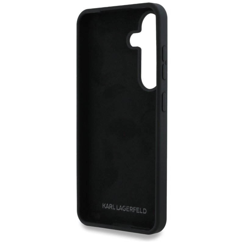 Husa Karl Lagerfeld Samsung Galaxy S25 Silicone Sign Metal Logo, negru, KLHCS25SSCMSMVK