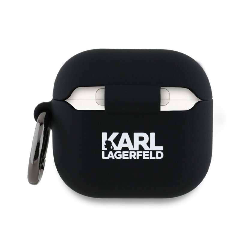 Husa Apple AirPods 4 Karl Lagerfeld Silicone Karl&Chaupette Head 3D, negru, KLA4RUNKCHK