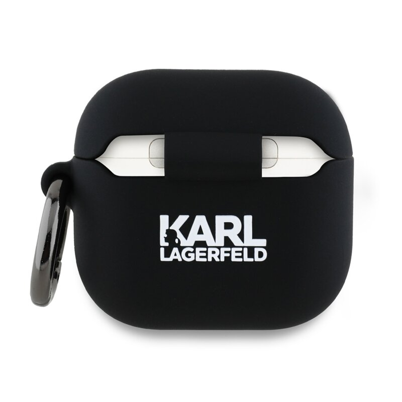 Husa Apple AirPods 4 Karl Lagerfeld Silicone Karl Head 3D, negru, KLA4RUNIKK