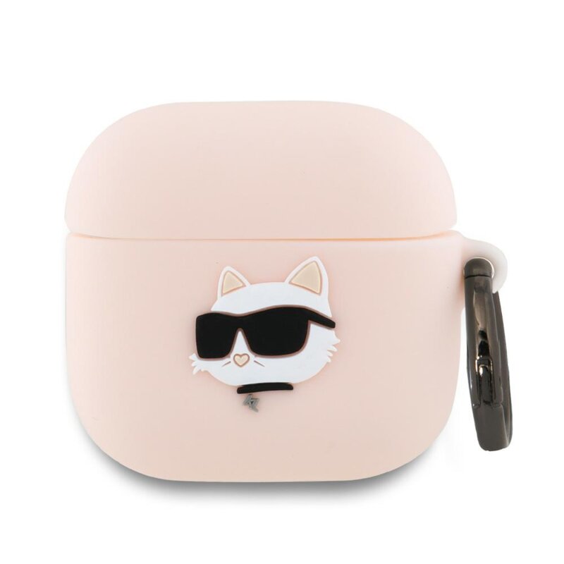 Husa Apple AirPods 4 Karl Lagerfeld Silicone Choupette Head 3D, roz, KLA4RUNCHP