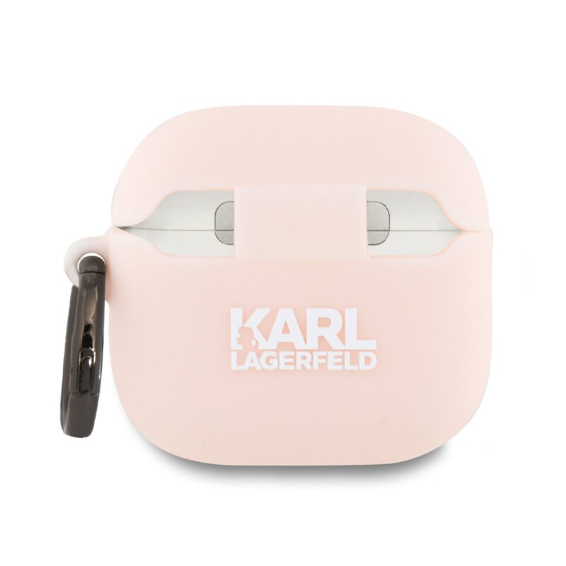Husa Apple AirPods 4 Karl Lagerfeld Silicone Choupette Head 3D, roz, KLA4RUNCHP