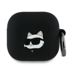 Husa Apple AirPods 4 Karl Lagerfeld Silicone Choupette Head 3D, negru, KLA4RUNCHK