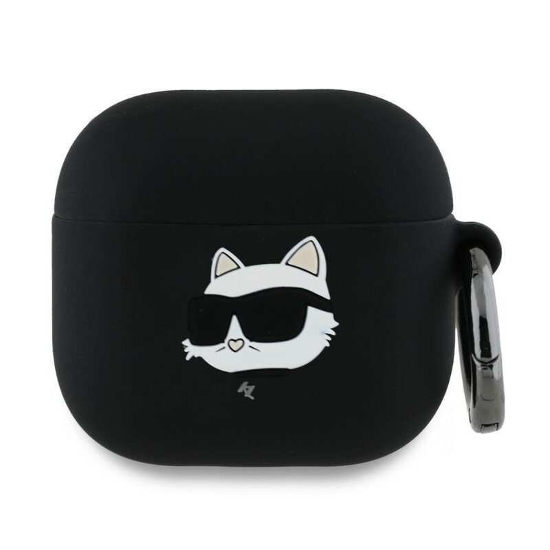 Husa Apple AirPods 4 Karl Lagerfeld Silicone Choupette Head 3D, negru, KLA4RUNCHK