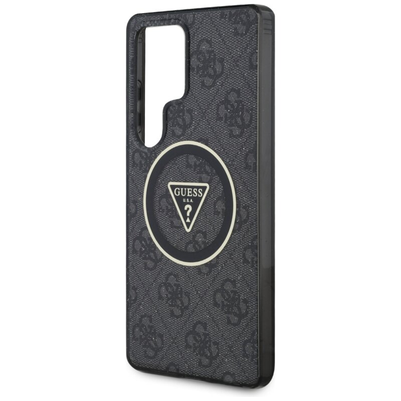 Husa Samsung Galaxy S25 Ultra originala Guess IML Metal Glitter 4G Circle Triangle MagSafe, negru, GUHMS25LHG4PRTGK