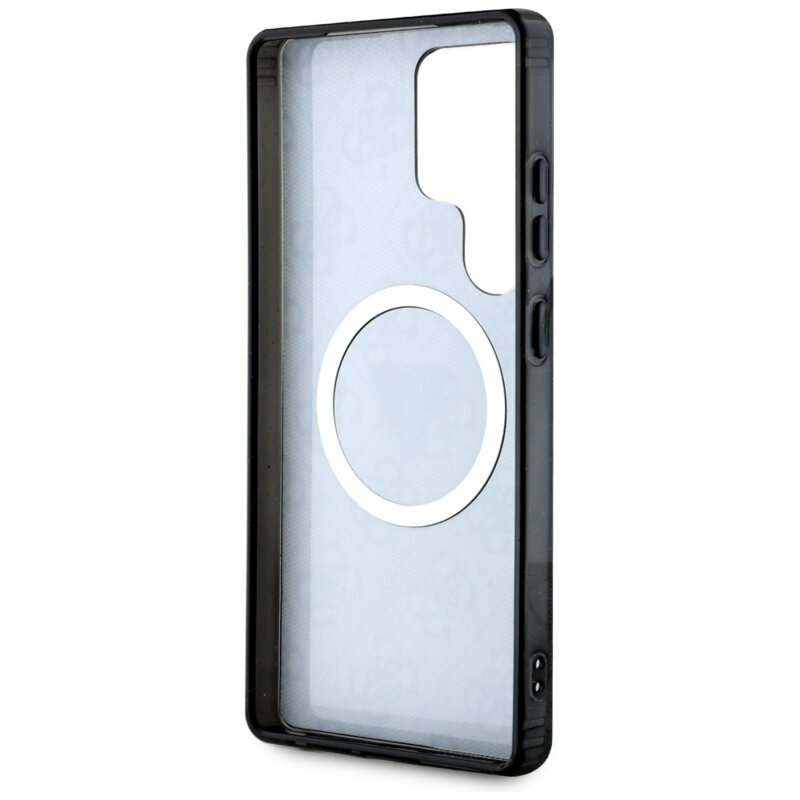 Husa Samsung Galaxy S25 Ultra originala Guess IML Metal Glitter 4G Circle Triangle MagSafe, negru, GUHMS25LHG4PRTGK