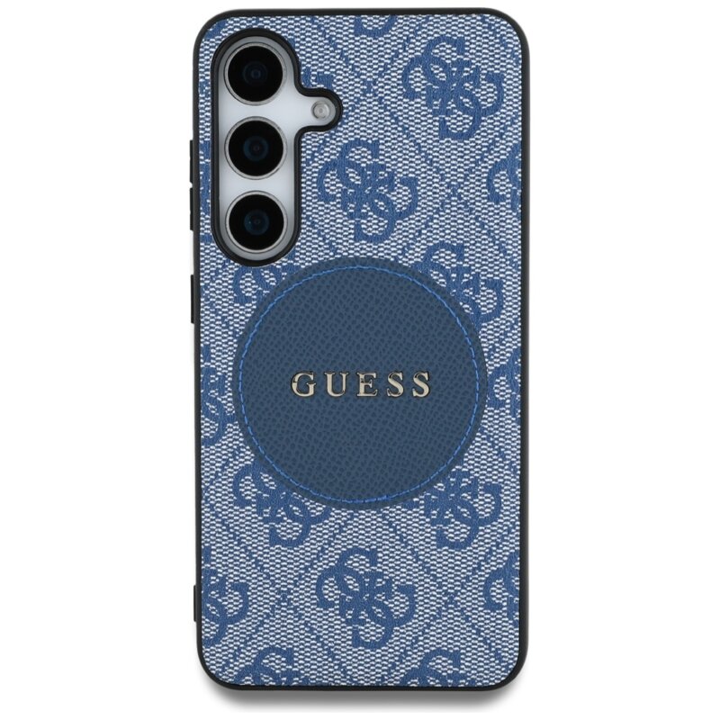 Husa Samsung Galaxy S25 Guess 4G Circle Classic Logo MagSafe, albastru, GUHMS25SP4PGRSGB