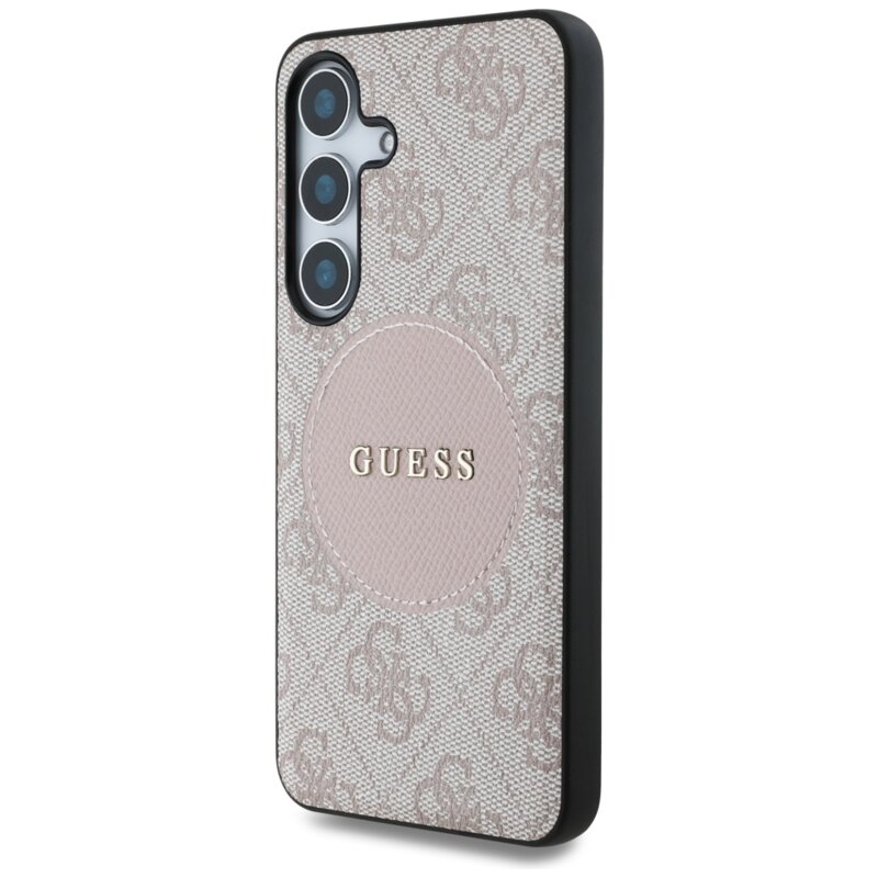 Husa Samsung Galaxy S25 Guess 4G Circle Classic Logo MagSafe, roz, GUHMS25SP4PGRSGP